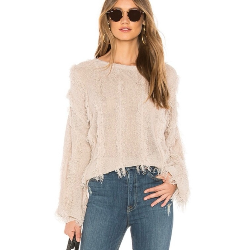 Chaser Tan Fringe Knit Sweater